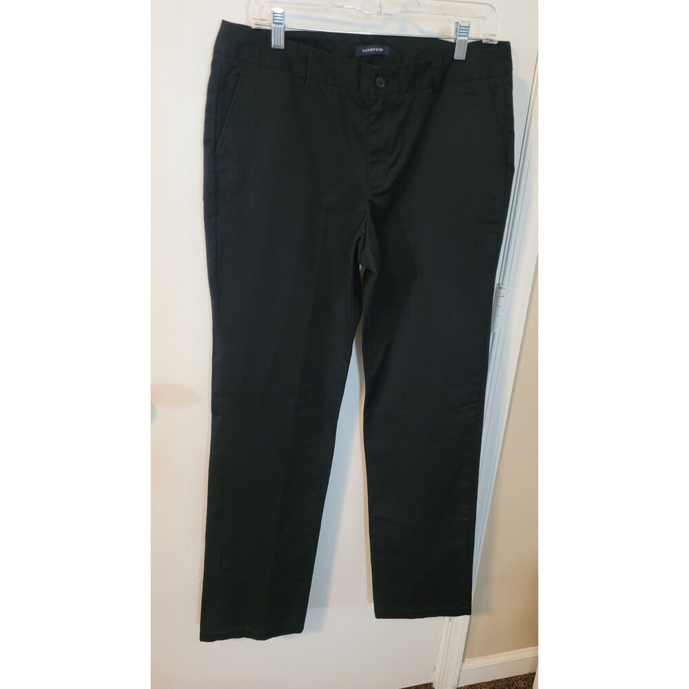 NWOT Lands End Women's Straight Leg Chino Pants Black Size 12T